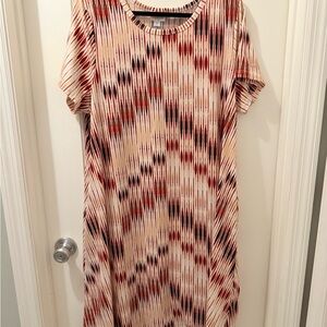 LuLaRoe “Jessie” Red and Cream Striped Dress